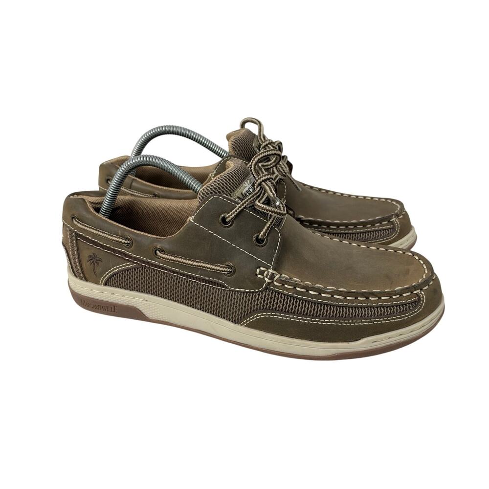 Margaritaville Boat Shoes Men’s Size 10 Brown Leather Casual Slip On